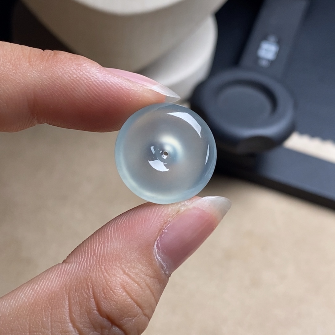 翡翠未镶嵌颈饰高冰淡晴绿起光清透种老平安扣18.4-5.4