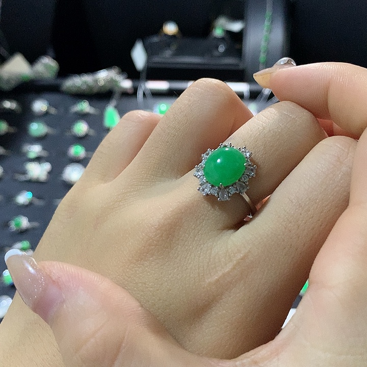 银S925镶嵌翡翠耳饰