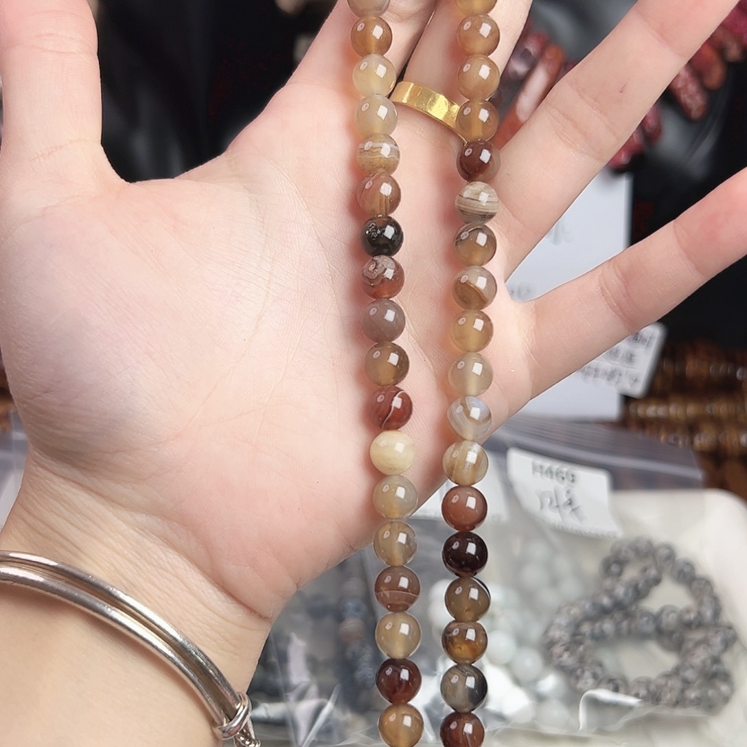 玛瑙/玉髓合金珠宝半成品h470 8m 棕色玛瑙一条