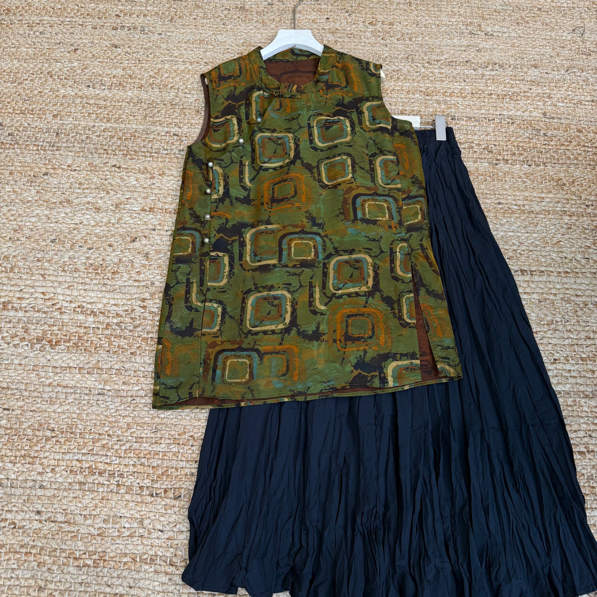 [雁回]Z009夏季新中式奥黛旗袍文艺显瘦时尚气质复古旗袍