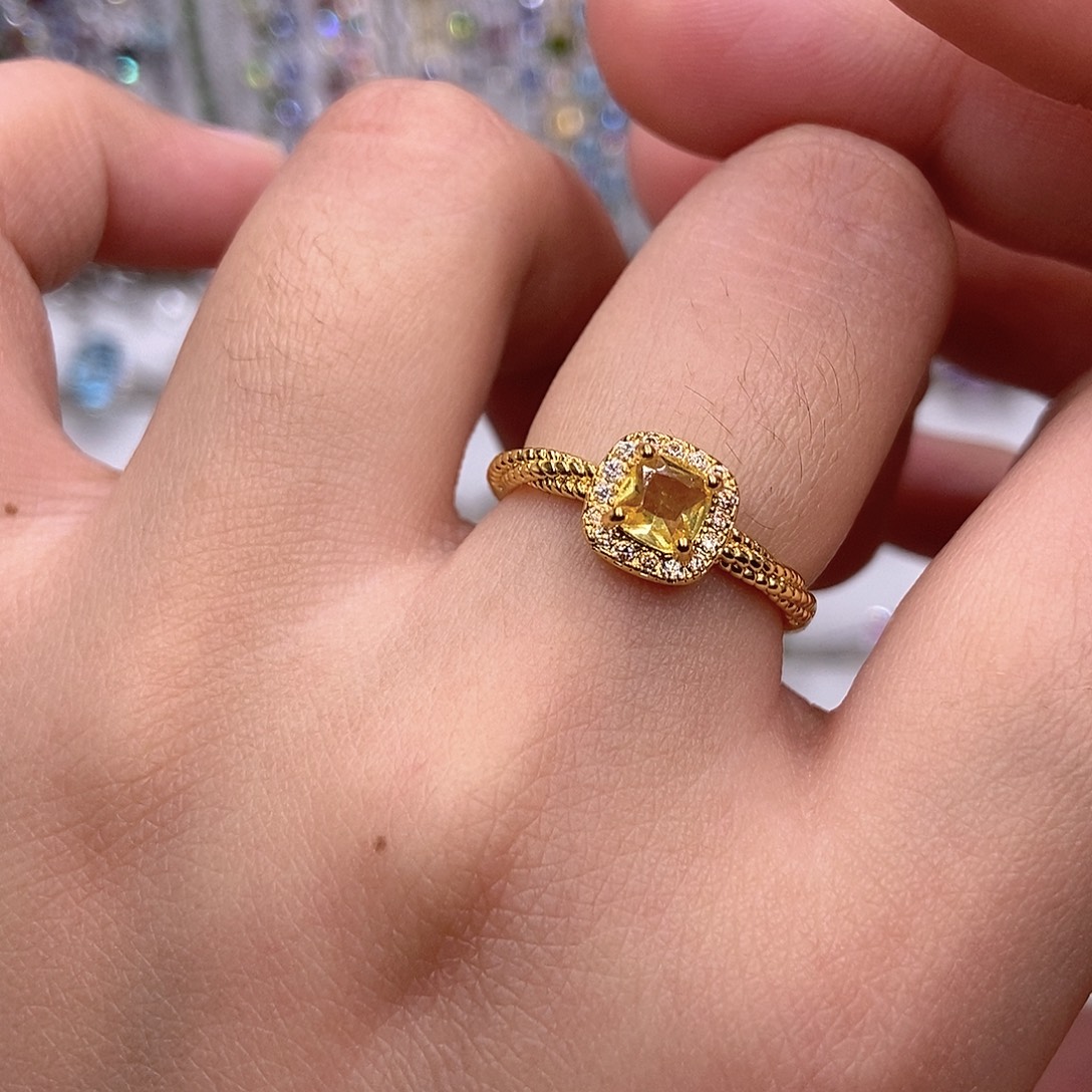 戒指银S925镶嵌黄晶