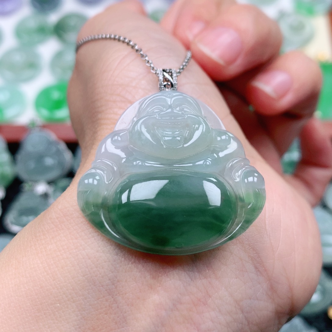 翡翠吊坠(不含链)18K金镶嵌椰**ǐ