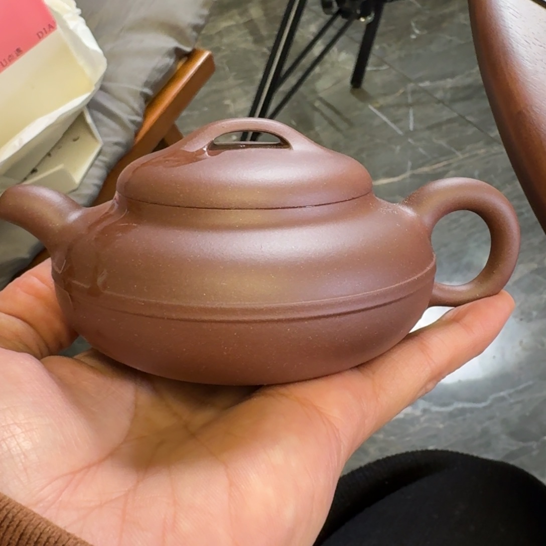 紫砂茶宠有趣紫砂大水潭紫泥线圆