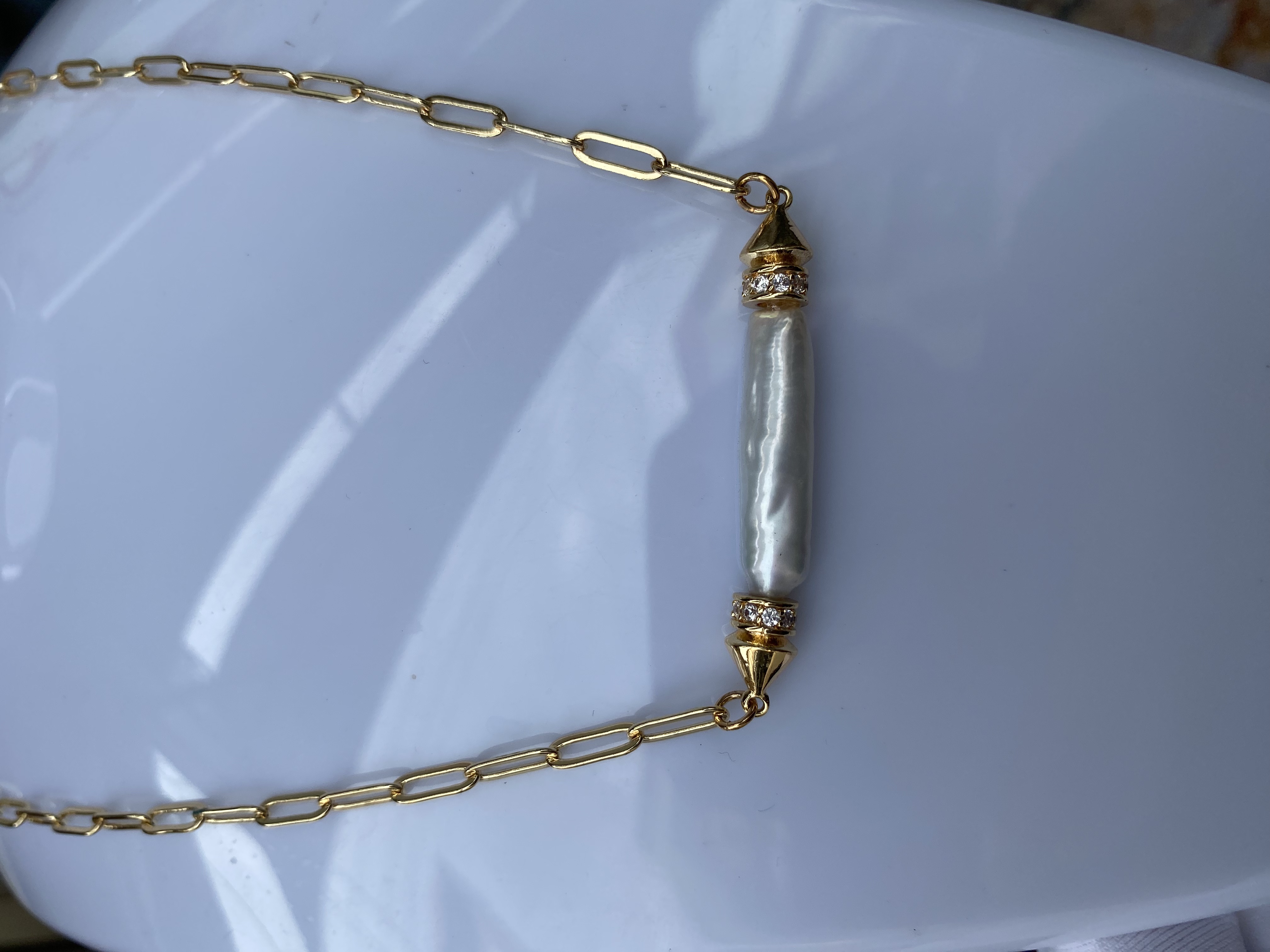 铜合金贝壳吊坠 小银条个性百搭锁骨链