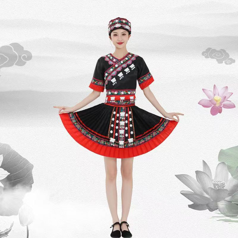 少数民族云南苗族彝族壮族瑶族侗族土家族舞蹈表演女服饰短款