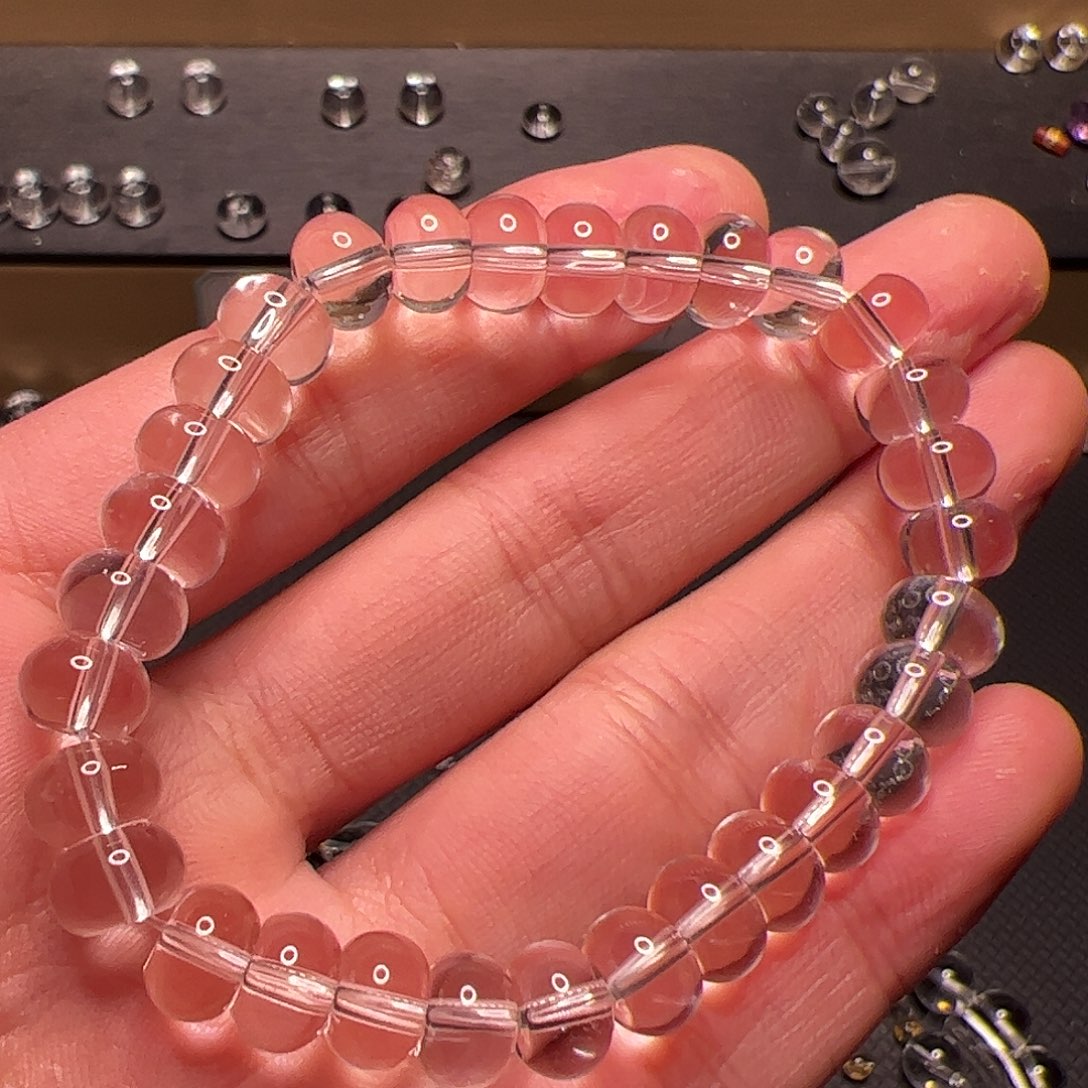 水晶手链未镶嵌静*?白水晶8mm算盘珠手链