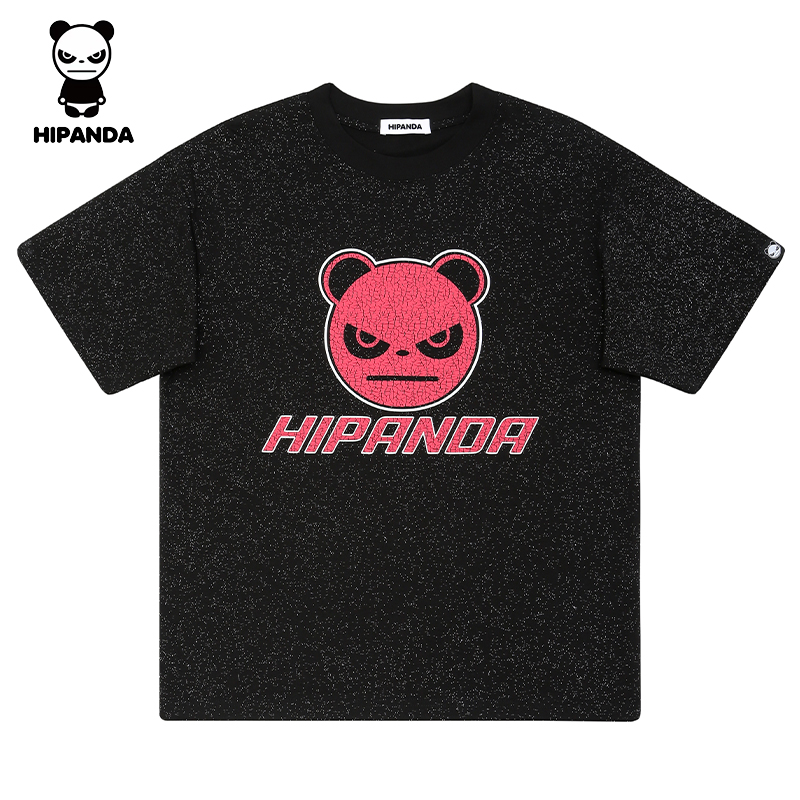 HiPanda M128#闪粉工艺夏季美式宽松爆裂印花圆领T恤