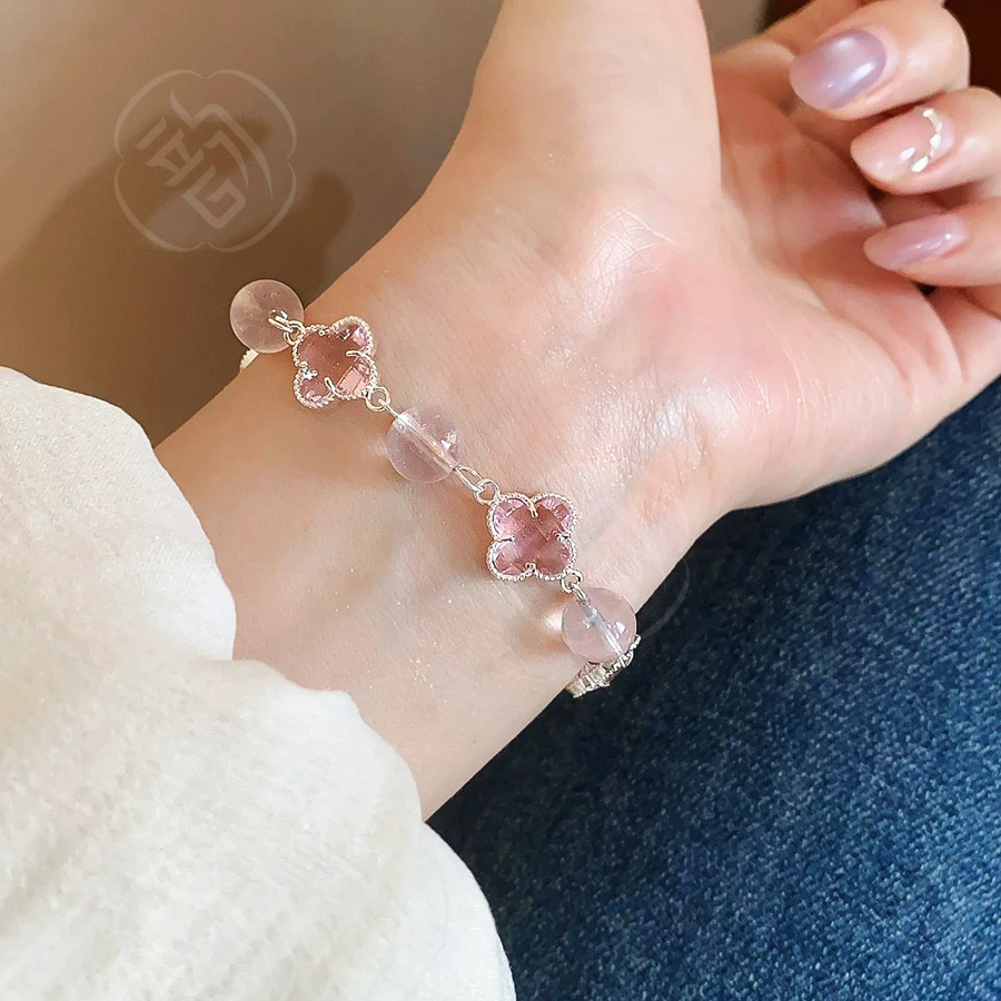 四叶草水晶手链 ▪ 粉水晶紫水晶四叶草精致百搭手链多样性发其一