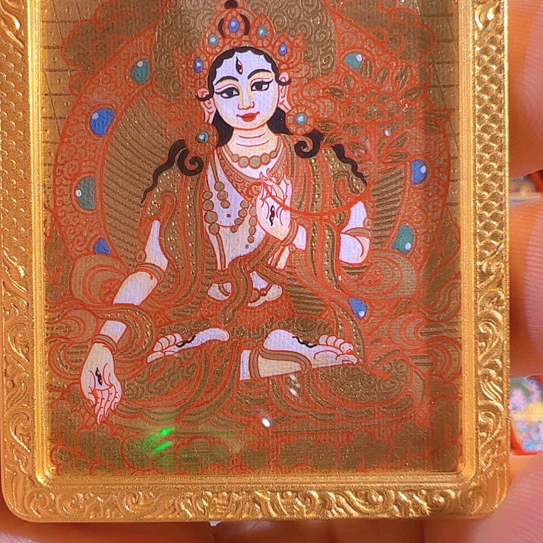 吊坠热贡手绘白度母唐卡