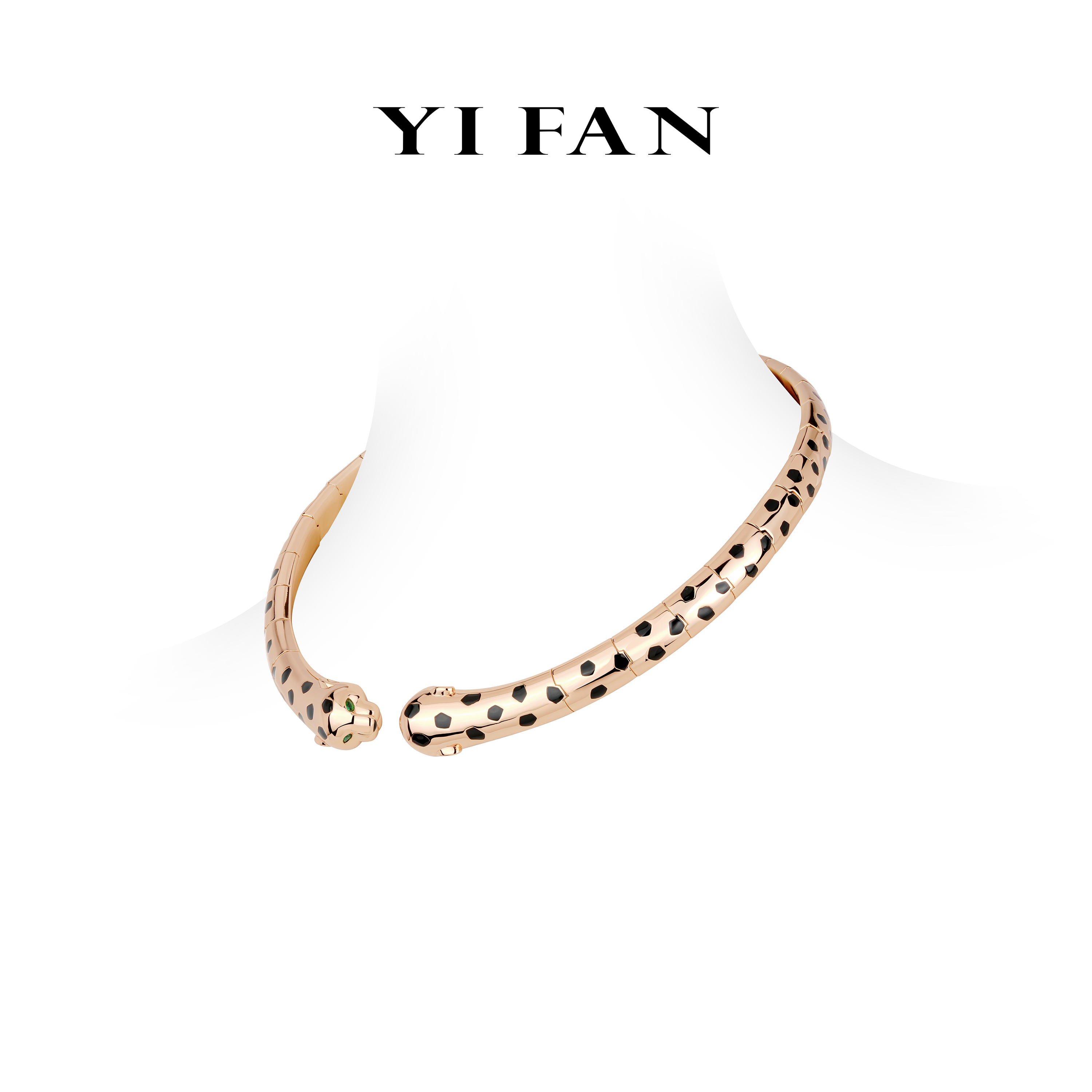 吊坠925银合成锆石 20738-香槟金豹子豪华百搭项链