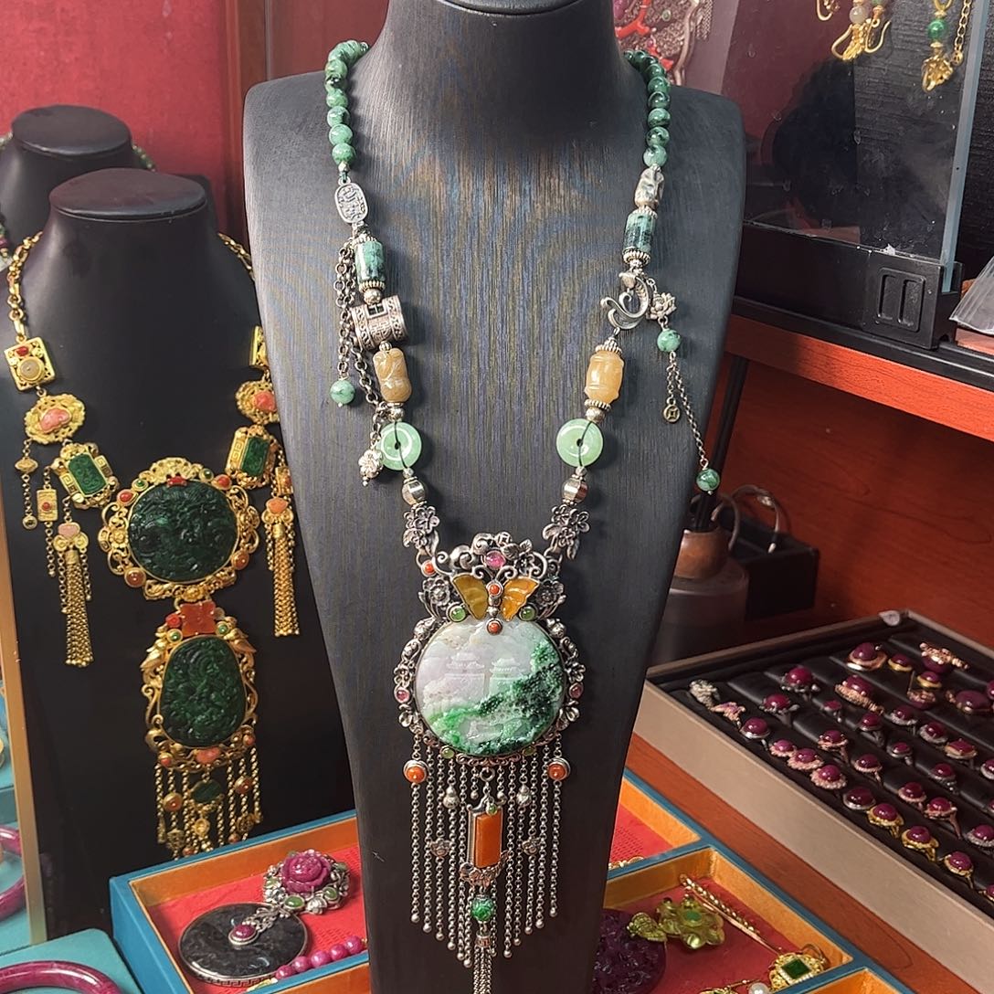 翡翠银S925镶嵌套链