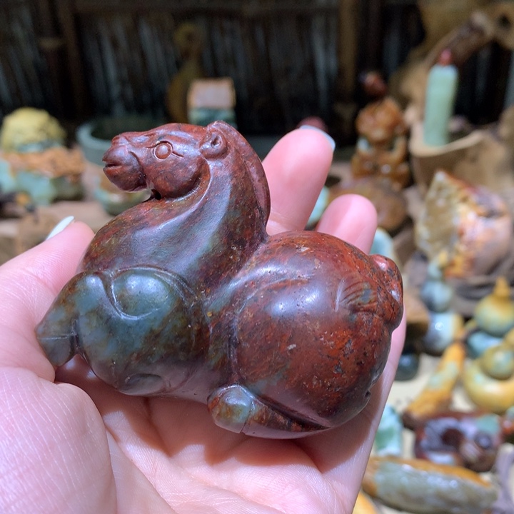 岫岩河磨玉（透闪石质玉）手把件未镶嵌