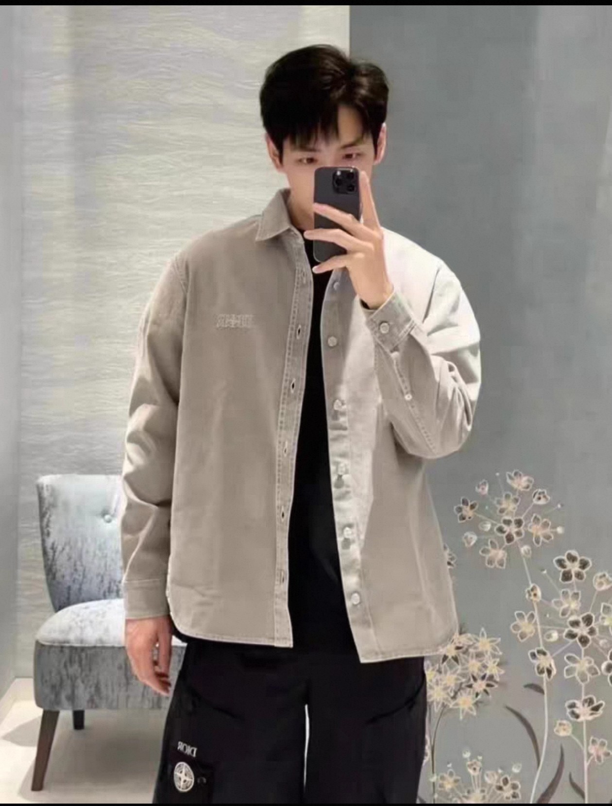 未使用 DIOR/迪奥 男装石头岛联名休闲卡其色牛仔长袖衬衫165843