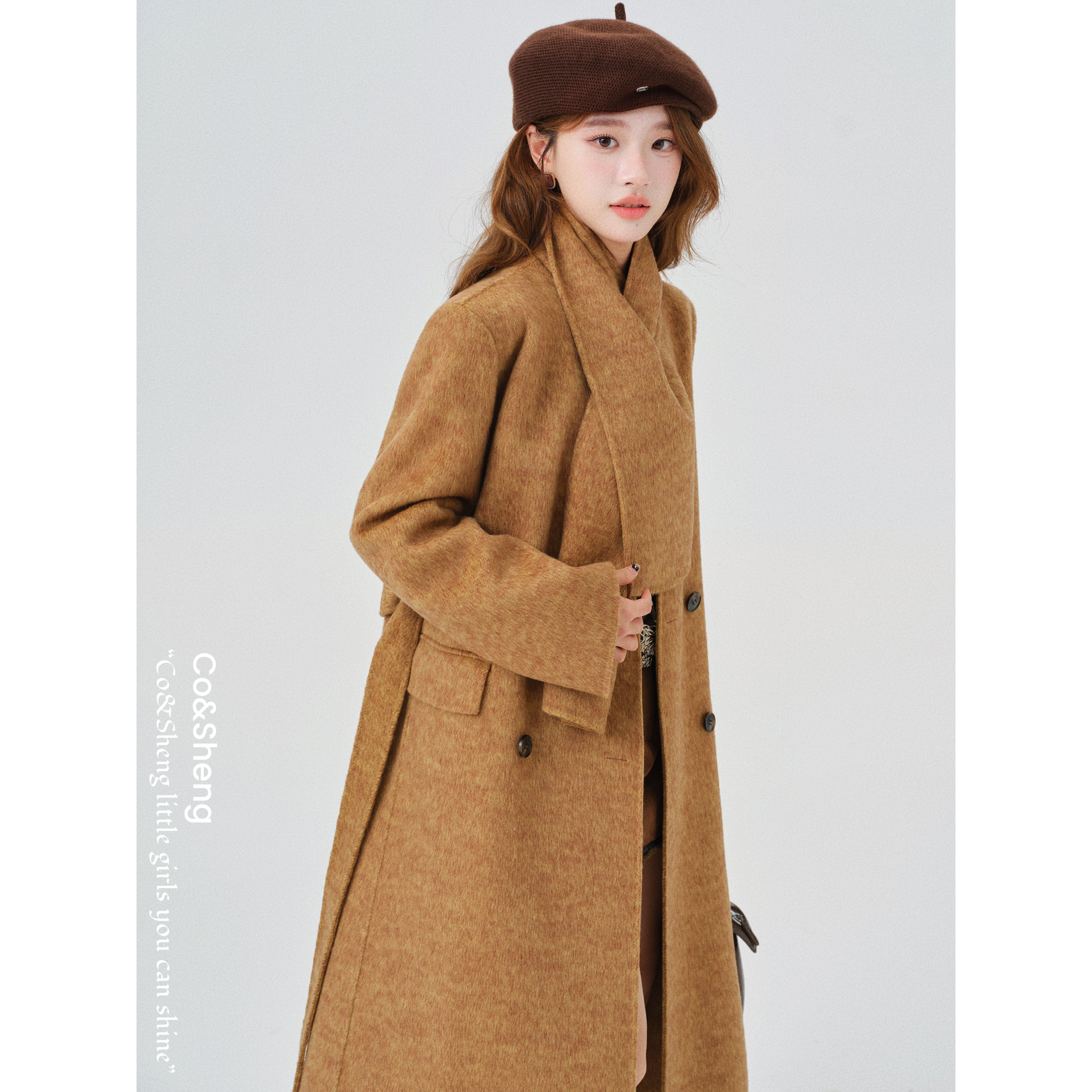 日光倾城/Co&Sheng小个子长款女毛呢外套大衣直下摆季女士秋冬