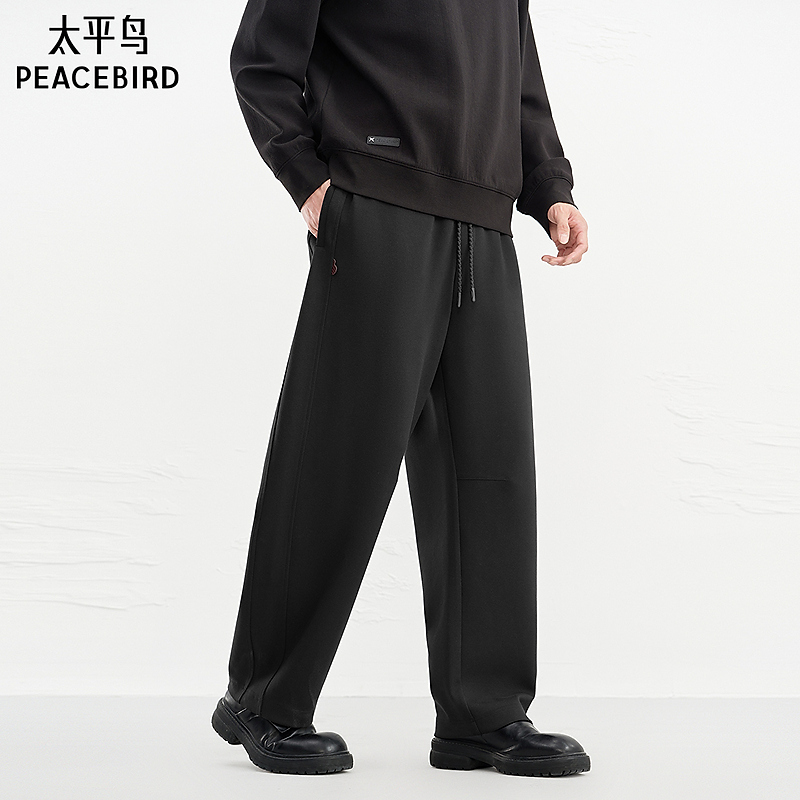 【商场同款】太平鸟男装 2026年春季新款黑色抽绳休闲裤B2GMG1158