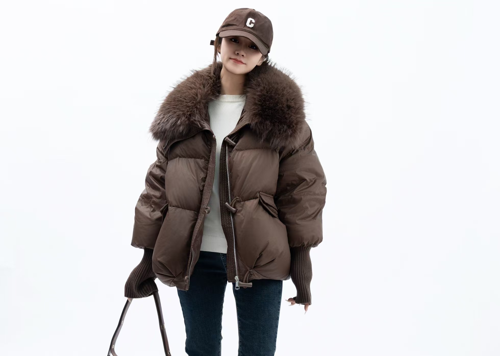 2024秋冬大毛领羽绒服女短款韩版宽松保暖外套洋气百搭