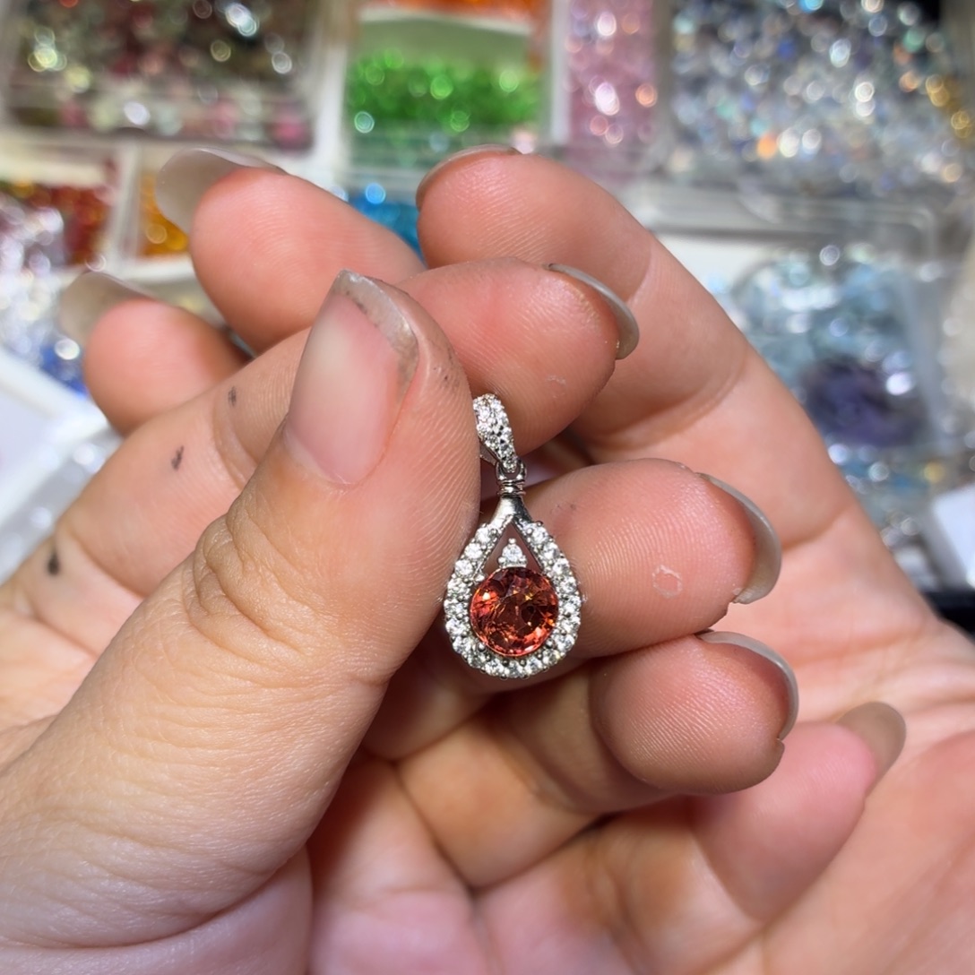 颈饰碧玺银S925镶嵌