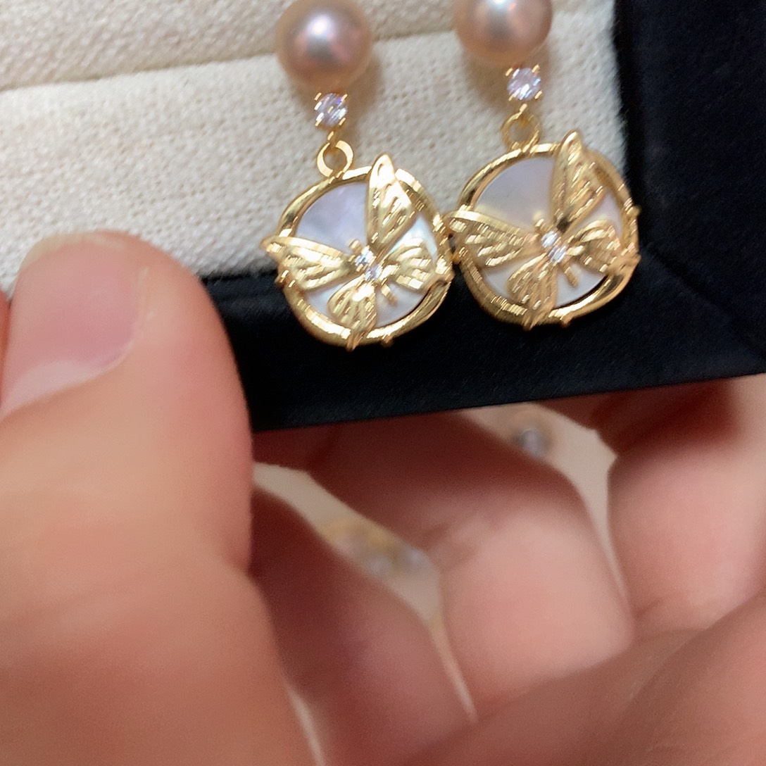 淡水珍珠耳饰合金