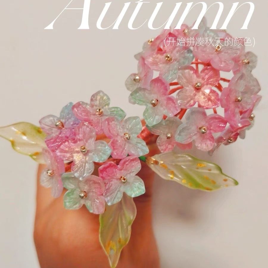 8mm古风绣球琉璃花瓣四瓣花手工手绳diy串珠手链项链耳可降解花瓣