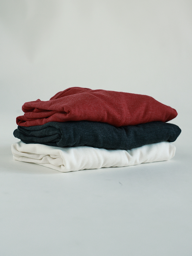 【面膜T】PJ25M065桑蚕丝羊绒保暖圆领套头针织衫女薄T恤内搭上衣秋