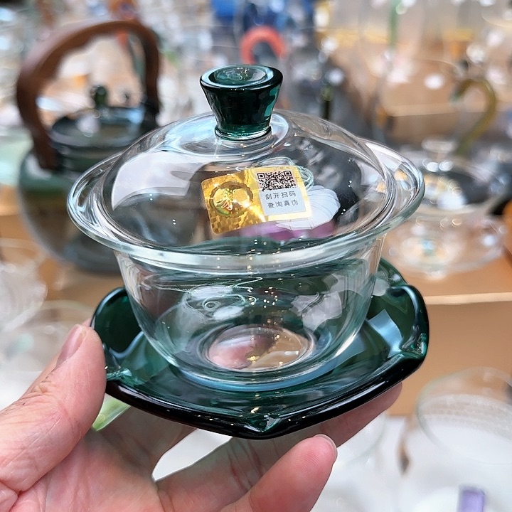 禾器墨绿色禅语盖碗