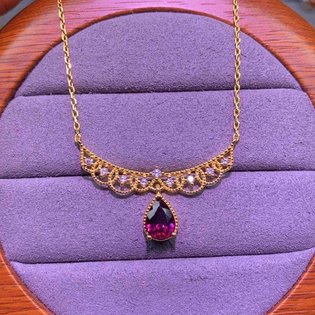 石榴石套链银S925镶嵌美铝