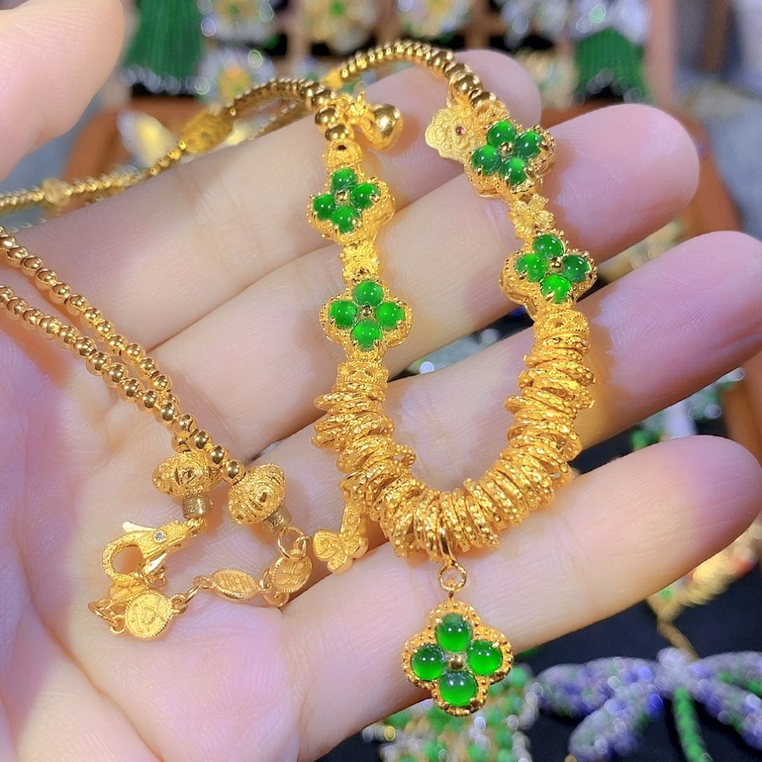 吊坠(不含链)银S925镶嵌翡翠