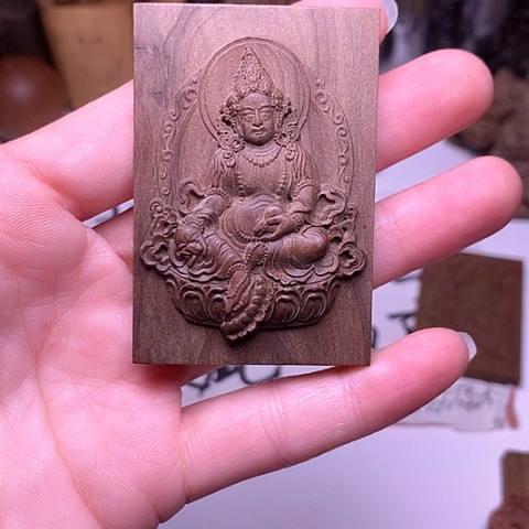 檀香木吊坠檀香精工观财神