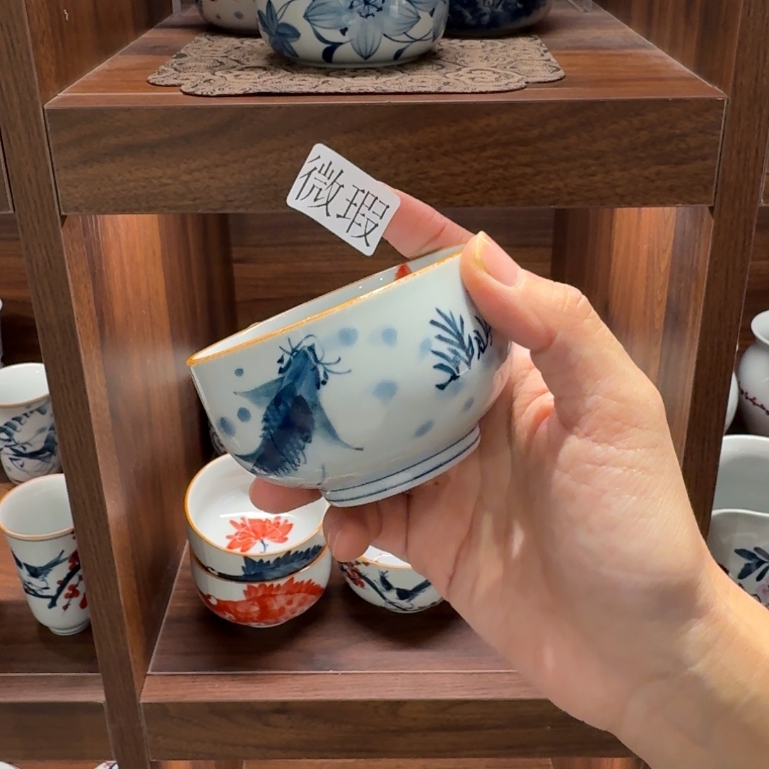 釉下手绘茶具微瑕