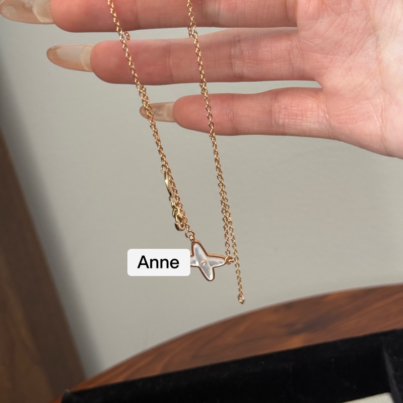 钛钢项链 【X623】轻奢交叉白贝镶锆X字母简约项链