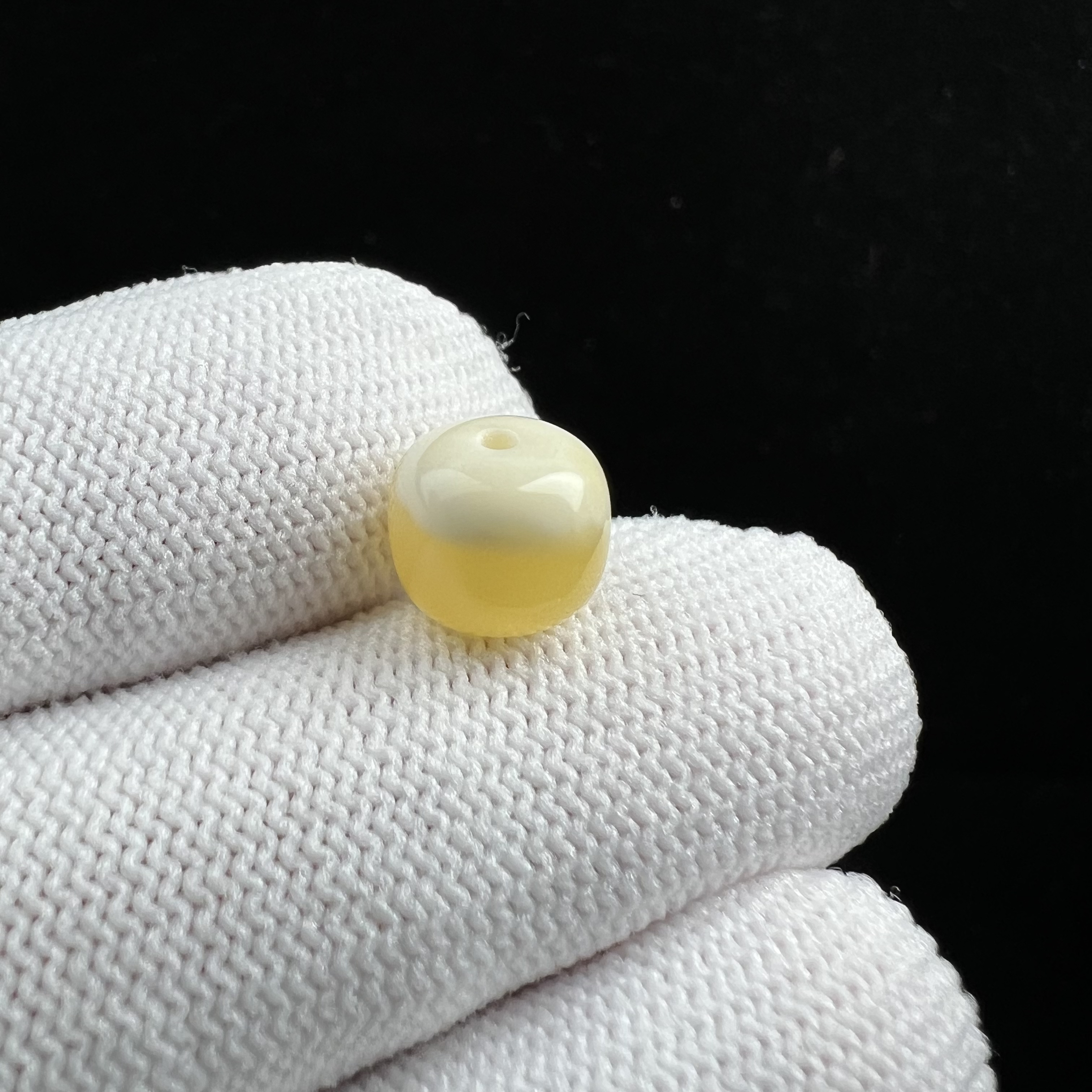 M6305天然俄料蜜蜡白蜡老型单珠9*7.6mm支持鉴定假一罚四