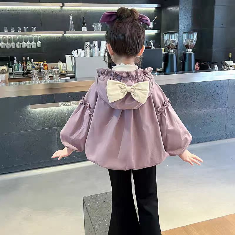 51010女童风衣外套2025新款洋气春秋儿童衣服女宝春装花边冲锋衣