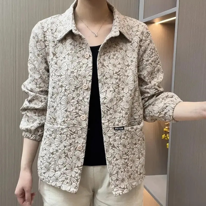 高档妈妈装气质休闲外套春秋新款时尚百搭中老年女士夹克上衣