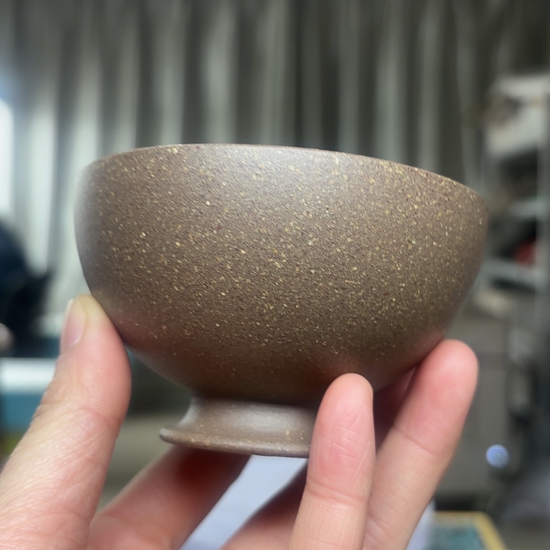 紫砂茶杯手磨青段主人杯120CC左右