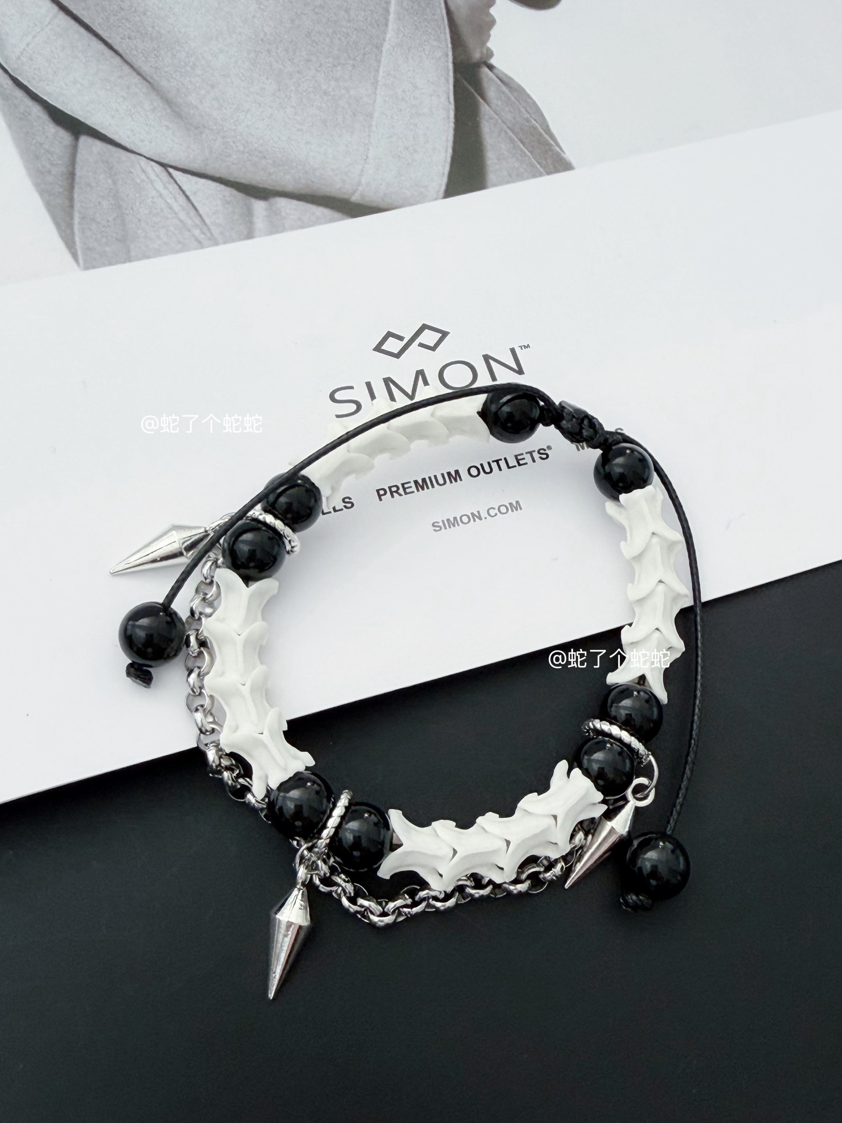 手链 小众原创设计情侣手工编织绳真蛇骨手链中性风格简约气质