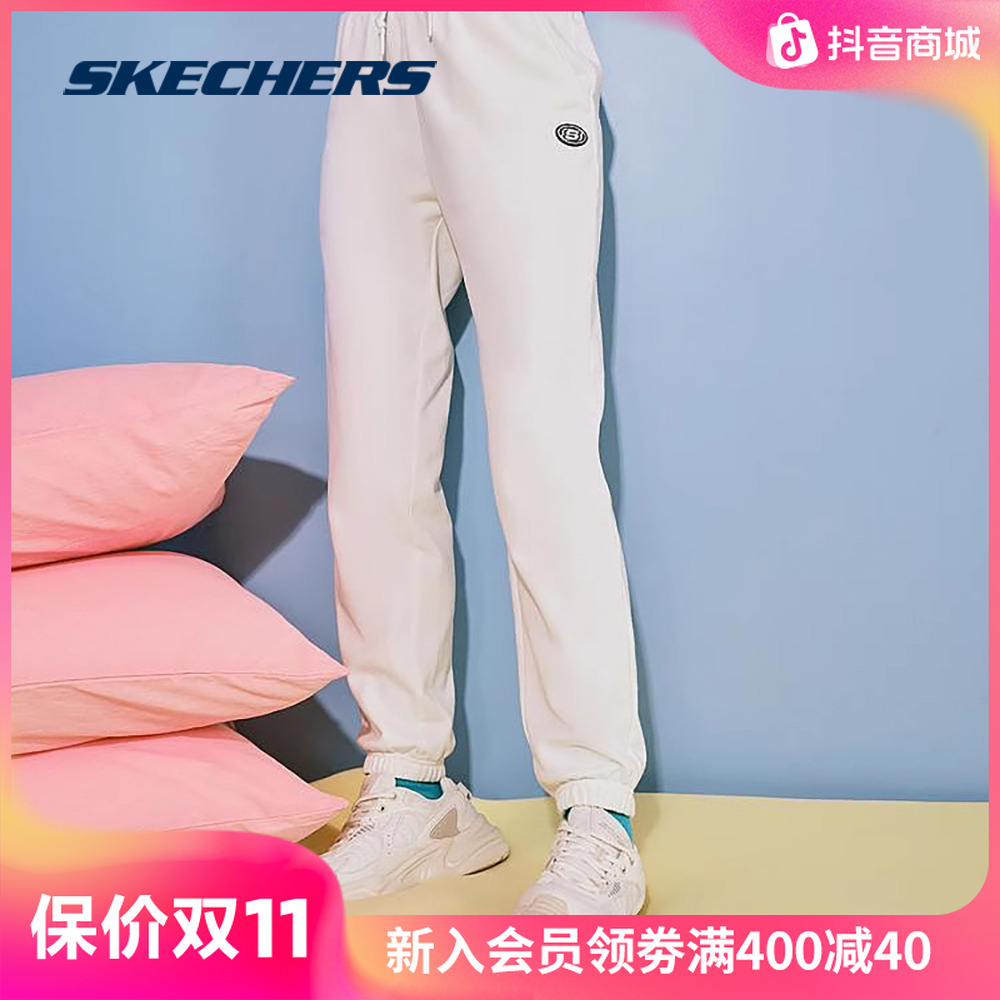 斯凯奇新款女秋季透气休闲百搭宽松束脚裤针织运动长裤L224W051