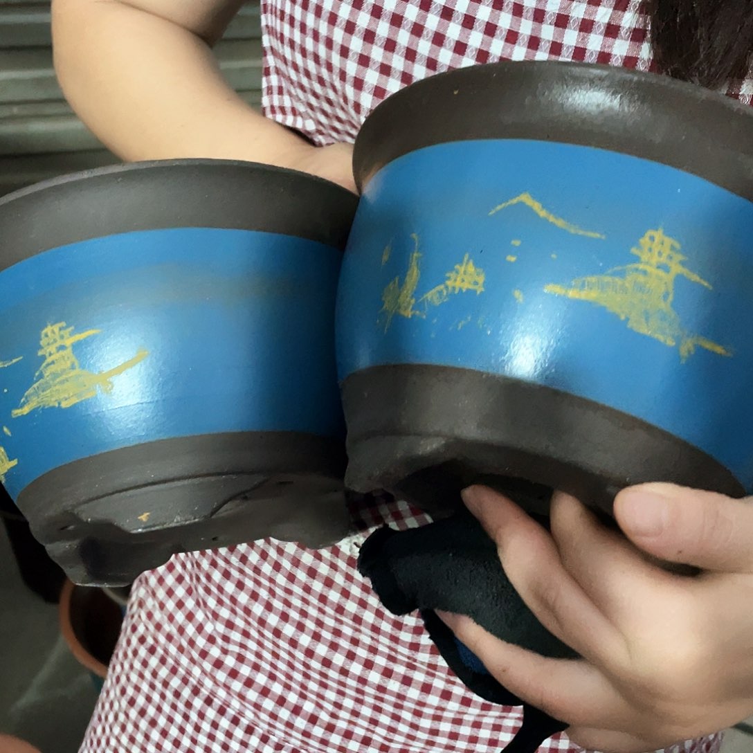 宜兴花盆21-21蓝山水