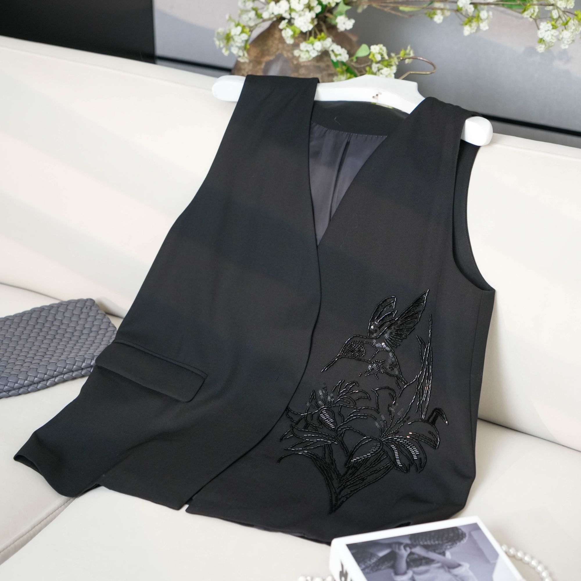 重工刺绣羊毛马甲/K1788