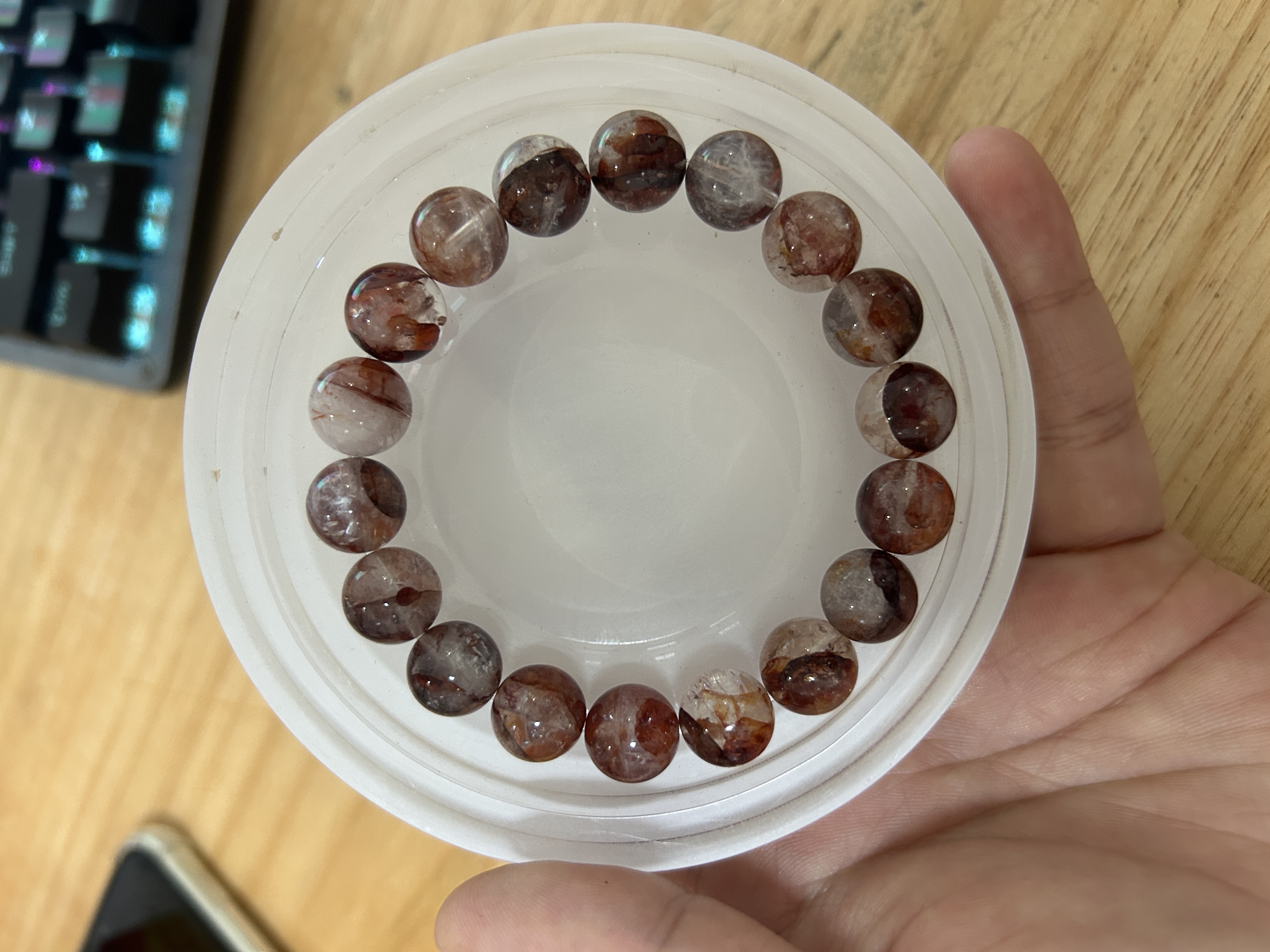 女人石红胶花10MM