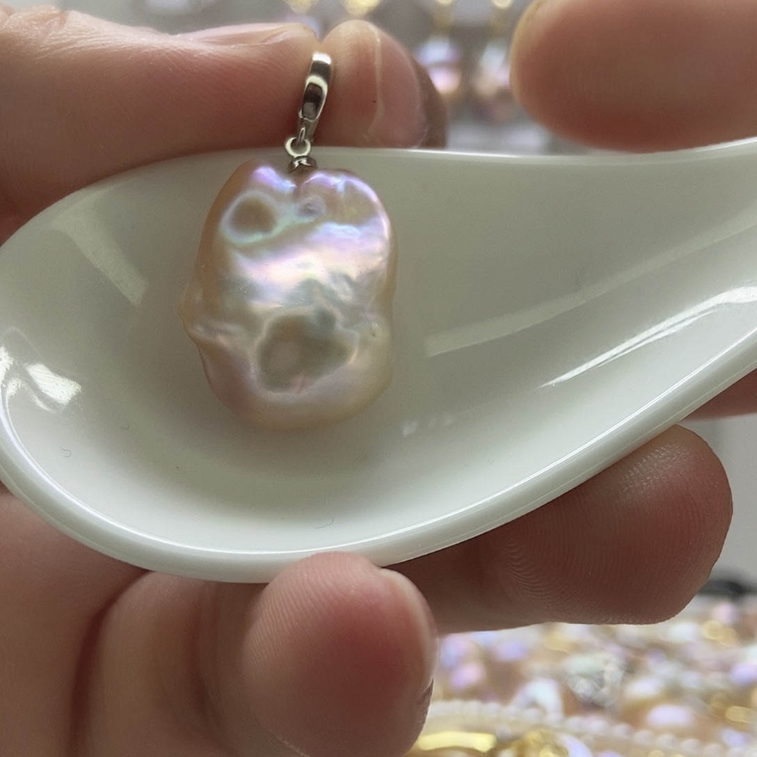 淡水珍珠银S925镶嵌颈饰86