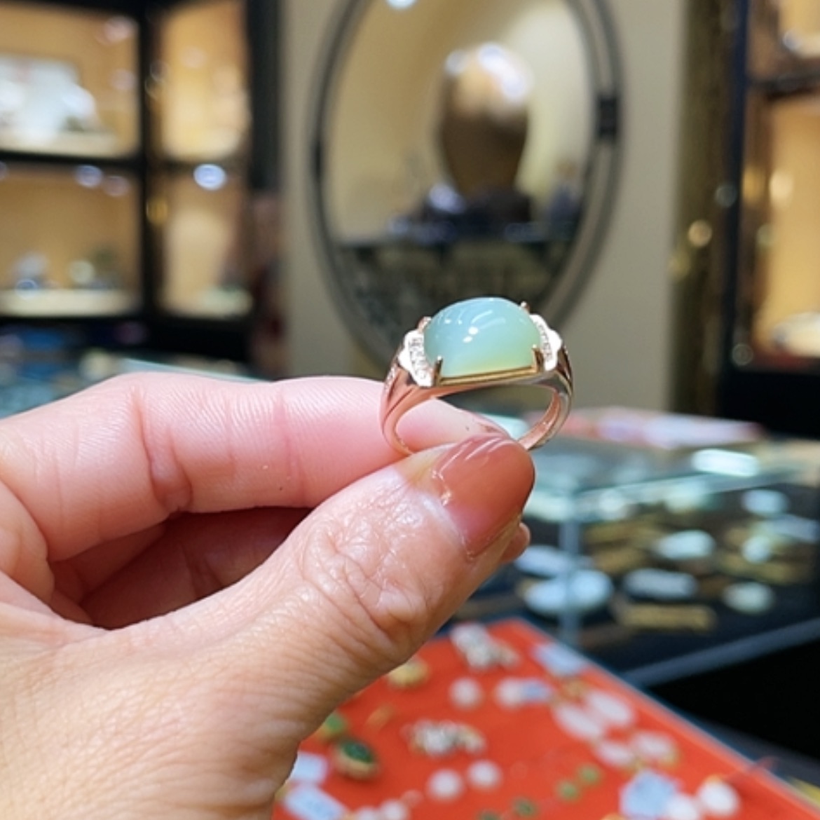 【闪购商品】和田玉戒指银S925镶嵌