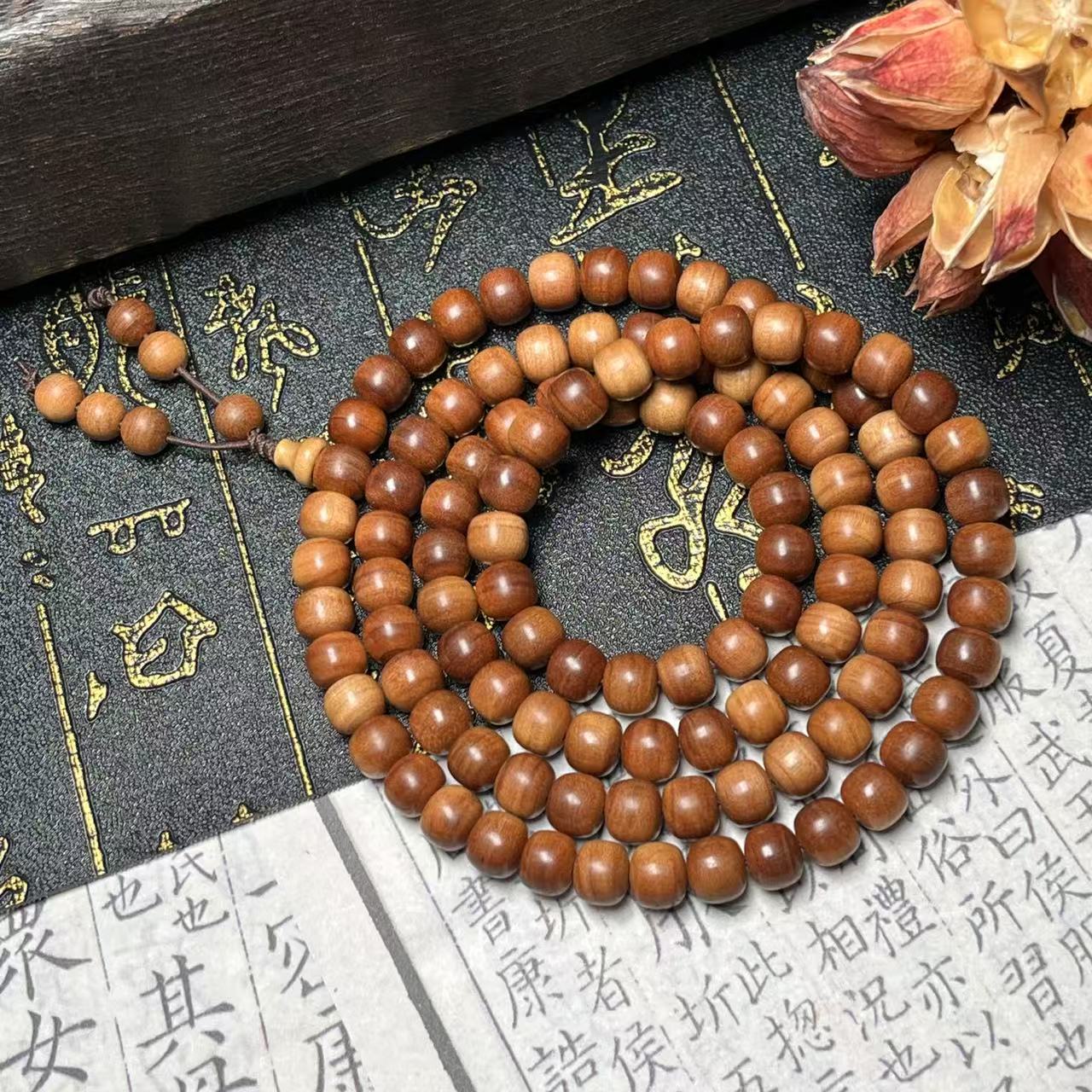 【壹芳珠宝】天然老山檀黑肉横纹虎皮108/6-7mm