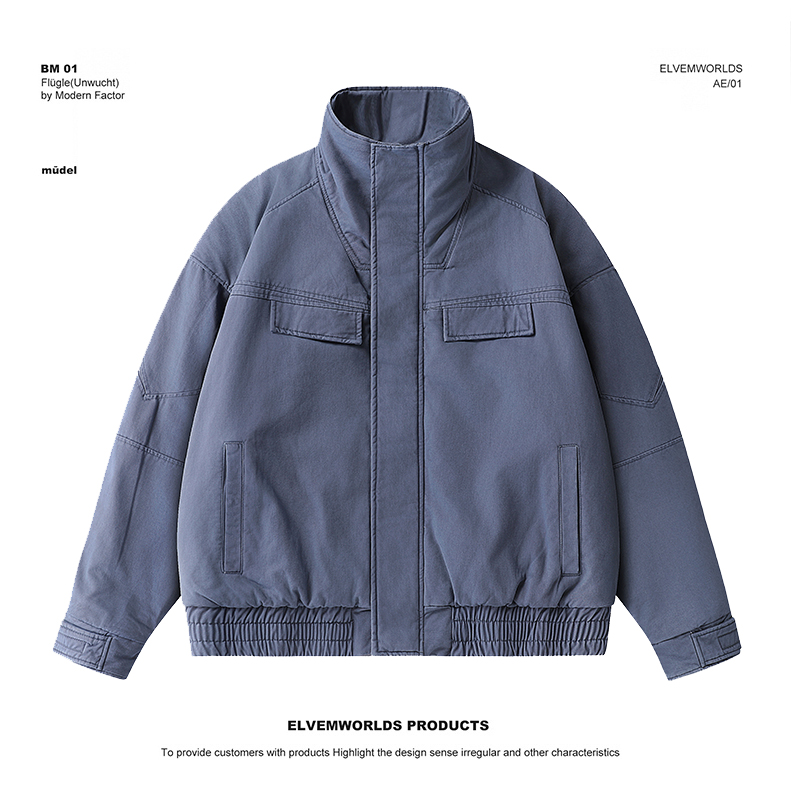 美式复古工装座山雕加绒加厚男款立领宽松夹克外套GS1453