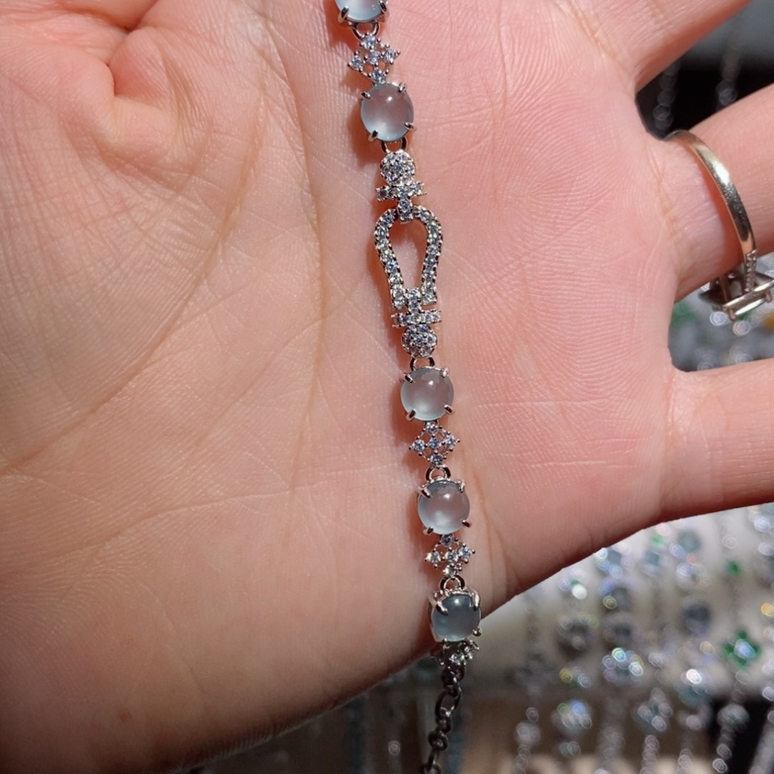 银S925镶嵌手链翡翠