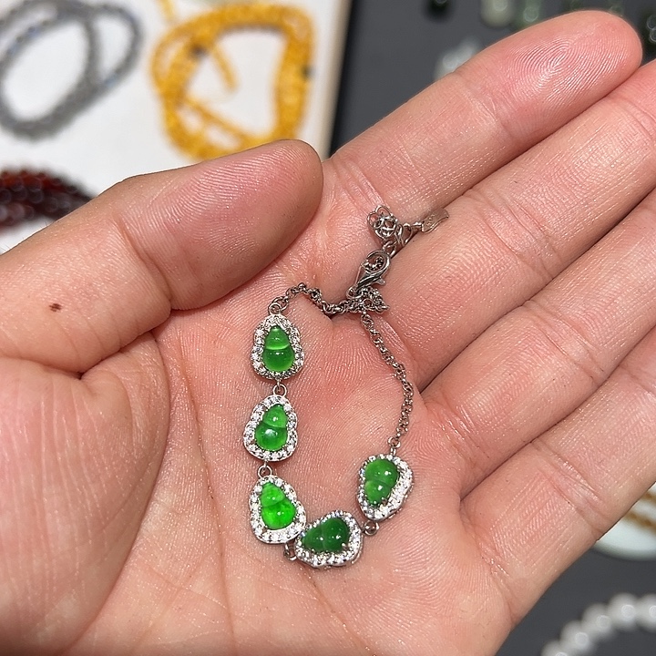 银S925镶嵌手链翡翠