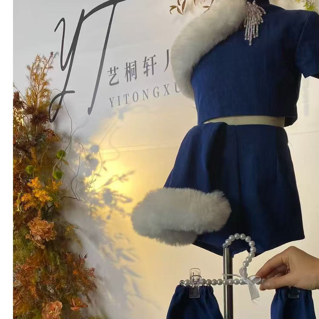 毛绒短裤四件套儿童礼服艺桐轩儿童潮服