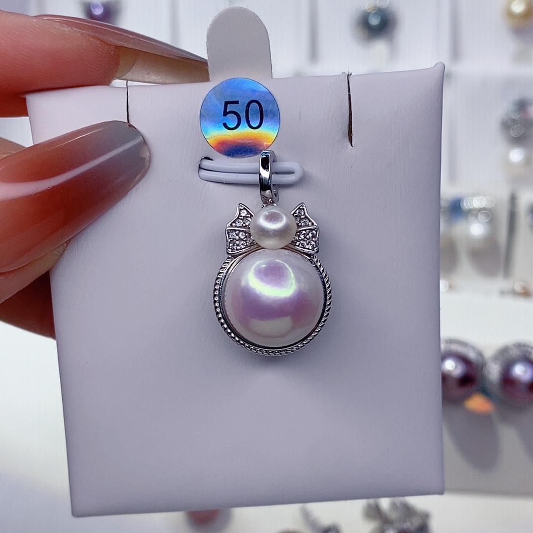 鱼***鱼淡水珍珠银S925镶嵌吊坠(赠链)