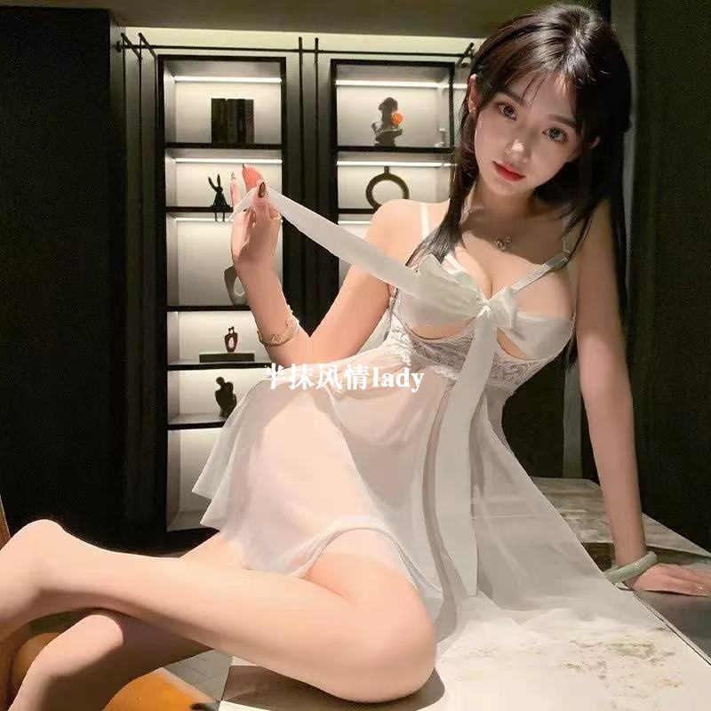 【解开礼物】80-200斤纯欲风性感蕾丝露背睡裙女