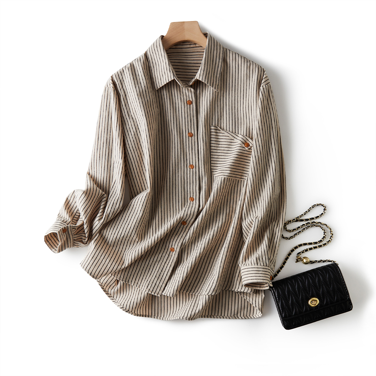 门店2&9/9！篙智通勤，知性简约/翻领宽松长袖百搭衬衫女 L72820