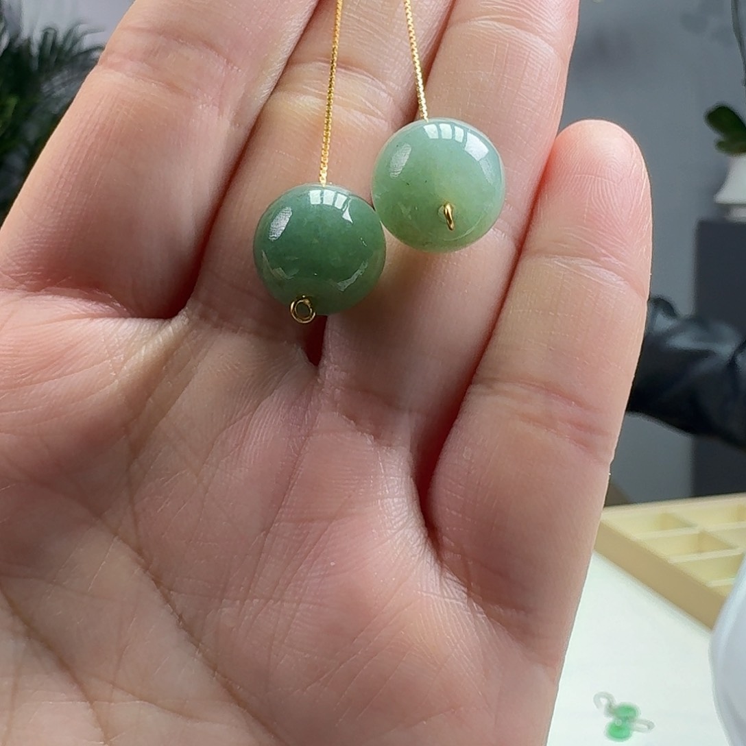 翡翠耳饰银S925镶嵌天然